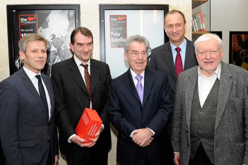 Kulturminister Josef Ostermayer, Alexander Horwath, Bundespräsident Heinz Fischer, Kulturstadtrat Andreas Mailath-Pokorny, Peter Kubelka