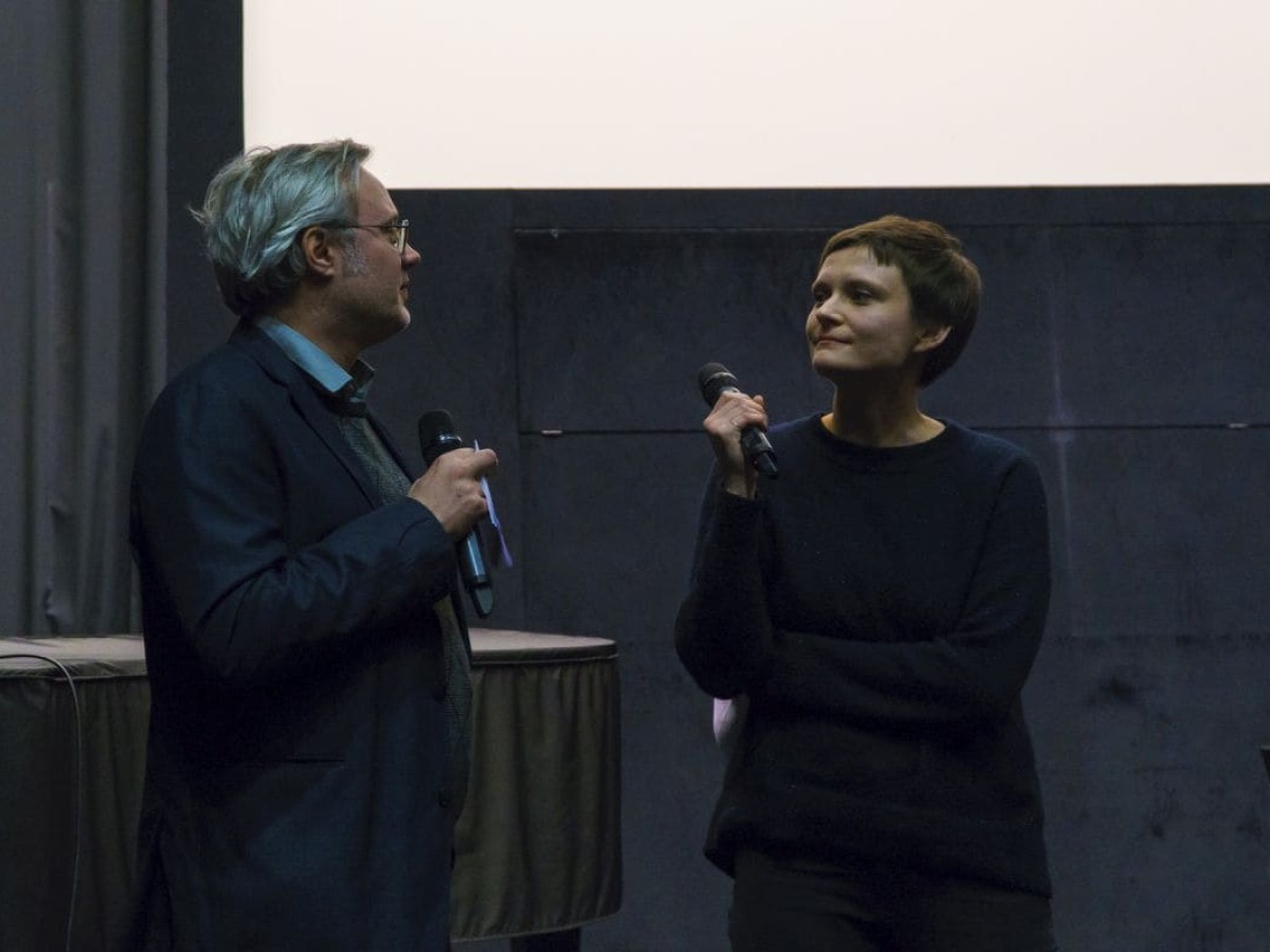 Raoul Schmidt und Stefanie Zingl bei der Präsentation des Programms "A Small Gauge Gaze. Recollecting Home Movies" in der Slovenska kinoteka (Foto: Slovenska kinoteka © Igor Sukur)